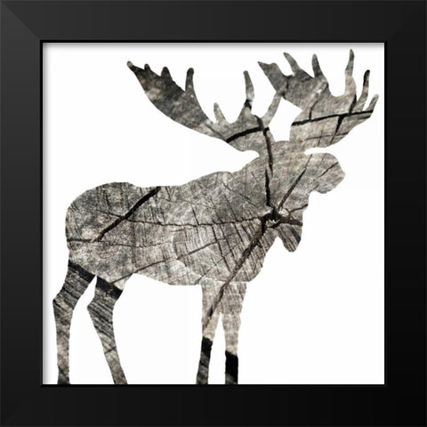 Wood Moose White Black Modern Wood Framed Art Print by Grey, Jace