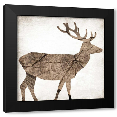 Brown Wood Deer Black Modern Wood Framed Art Print with Double Matting by Grey, Jace