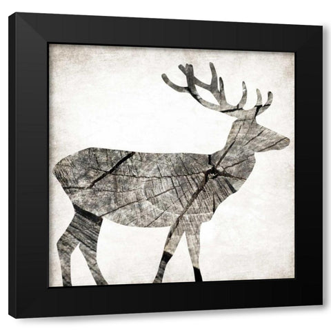 Wood Deer Black Modern Wood Framed Art Print by Grey, Jace