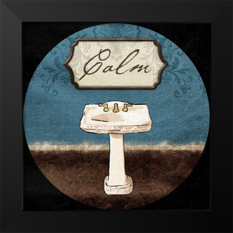 Calm Sink Round Black Modern Wood Framed Art Print by Grey, Jace
