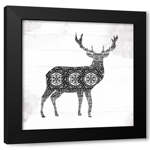 Deer Patterns Black Modern Wood Framed Art Print with Double Matting by Grey, Jace