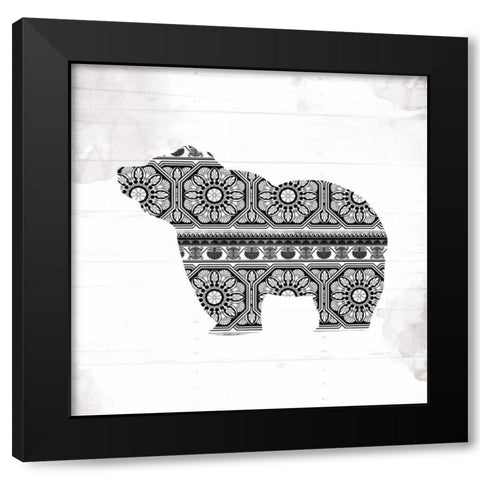 Bear Patterns Black Modern Wood Framed Art Print by Grey, Jace