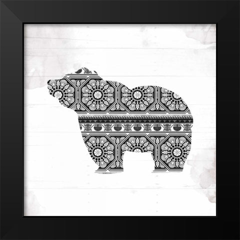 Bear Patterns Black Modern Wood Framed Art Print by Grey, Jace