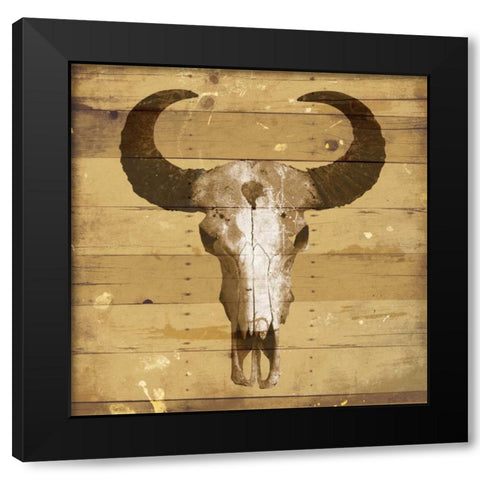 Rustic Bull Black Modern Wood Framed Art Print with Double Matting by Grey, Jace