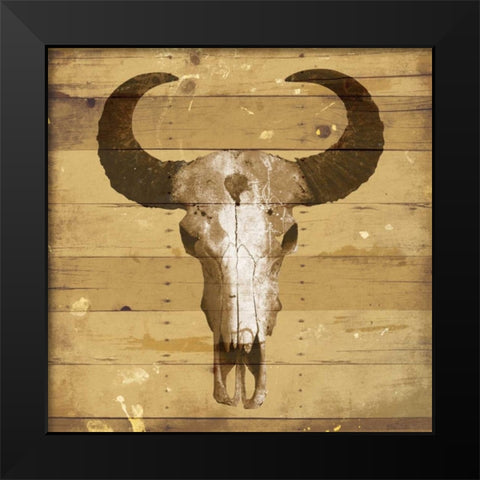 Rustic Bull Black Modern Wood Framed Art Print by Grey, Jace