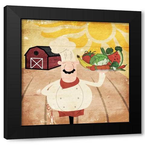 Farming Chef Black Modern Wood Framed Art Print with Double Matting by Grey, Jace