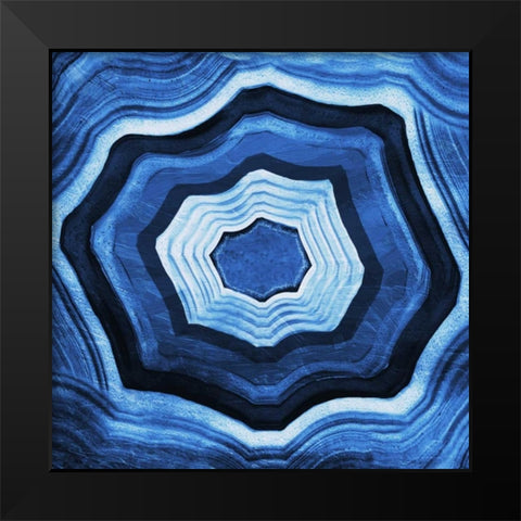 Blue Agate rings Black Modern Wood Framed Art Print by Grey, Jace