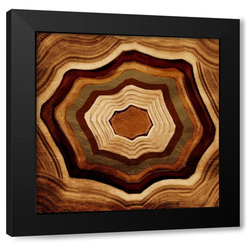 Agate Rings Black Modern Wood Framed Art Print with Double Matting by Grey, Jace