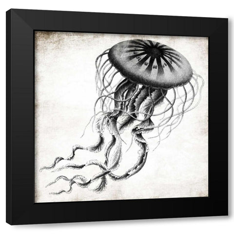 Jellyfish Ink Black Modern Wood Framed Art Print by Grey, Jace