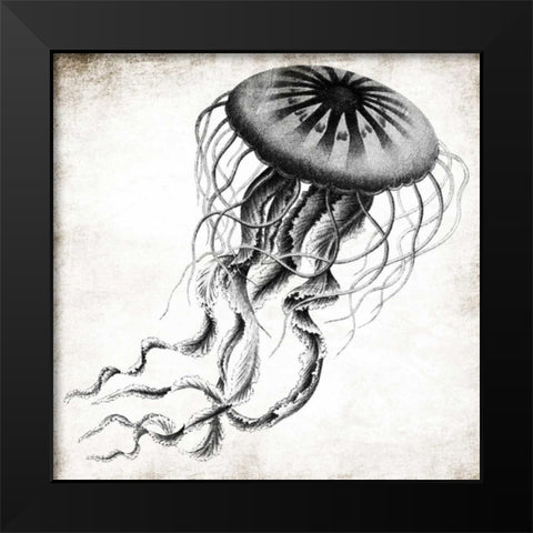 Jellyfish Ink Black Modern Wood Framed Art Print by Grey, Jace