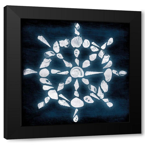 Shell Wheel Deep Blue Black Modern Wood Framed Art Print by Grey, Jace