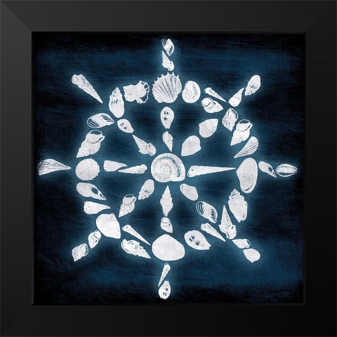 Shell Wheel Deep Blue Black Modern Wood Framed Art Print by Grey, Jace