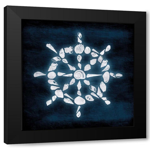 Shell Wheel Deeper Blue Black Modern Wood Framed Art Print with Double Matting by Grey, Jace