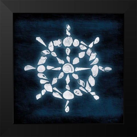 Shell Wheel Deeper Blue Black Modern Wood Framed Art Print by Grey, Jace