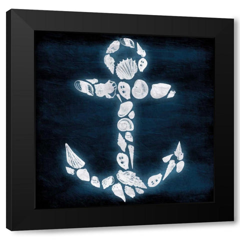 Shell Anchor Deep Blue Black Modern Wood Framed Art Print by Grey, Jace