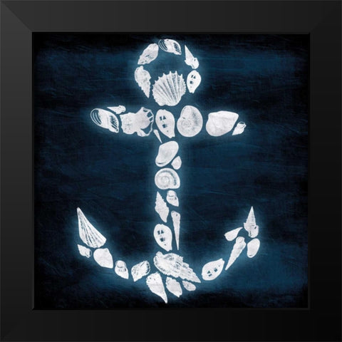 Shell Anchor Deep Blue Black Modern Wood Framed Art Print by Grey, Jace