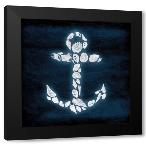Shell Anchor Deeper Blue Black Modern Wood Framed Art Print by Grey, Jace