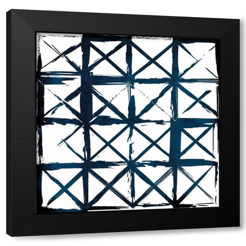 Box Blue Lines Black Modern Wood Framed Art Print with Double Matting by Grey, Jace