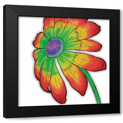 Bright Fun Time Flower Black Modern Wood Framed Art Print with Double Matting by Grey, Jace