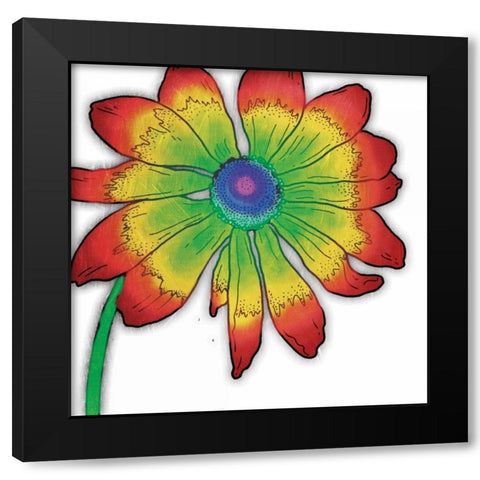 Bright Fun Time Flower Mate Black Modern Wood Framed Art Print with Double Matting by Grey, Jace