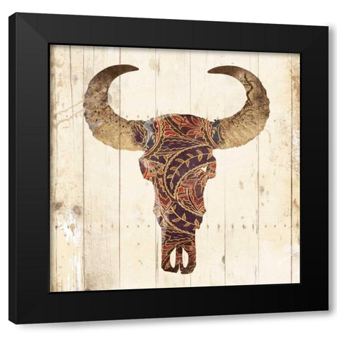 Patterned Skull Black Modern Wood Framed Art Print with Double Matting by Grey, Jace