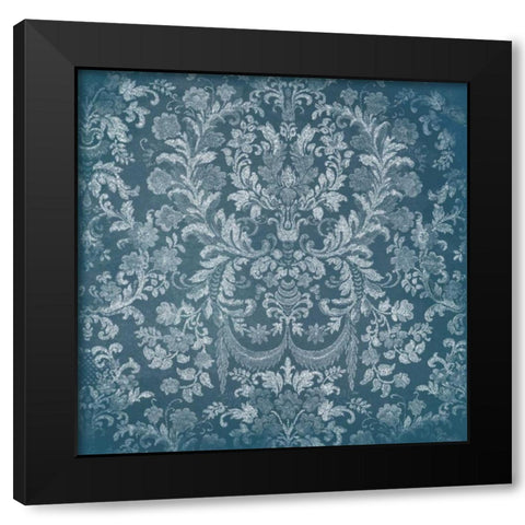 Blue Floral Chaos Black Modern Wood Framed Art Print by Grey, Jace