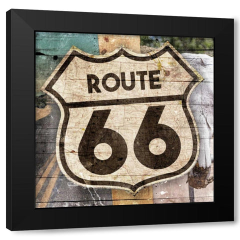 Sign Of 66 Black Modern Wood Framed Art Print by Grey, Jace