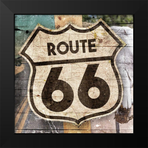 Sign Of 66 Black Modern Wood Framed Art Print by Grey, Jace