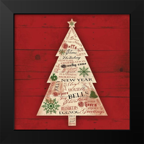 Christmas Tree Type Black Modern Wood Framed Art Print by Grey, Jace
