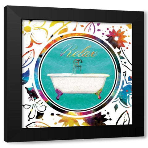 Colorful Relaxation Black Modern Wood Framed Art Print by Grey, Jace