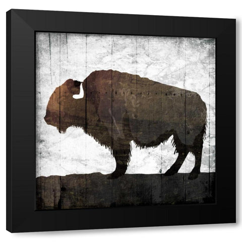Aged Buffalo Black Modern Wood Framed Art Print with Double Matting by Grey, Jace