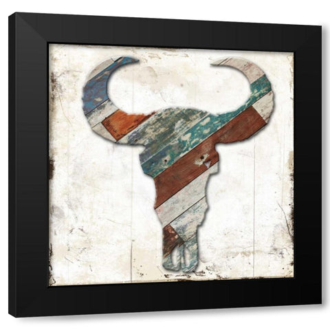 Wooden Bull Head Black Modern Wood Framed Art Print by Grey, Jace