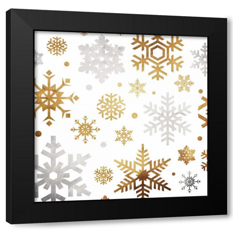 Gold And Silver Flakes Black Modern Wood Framed Art Print with Double Matting by Grey, Jace
