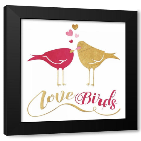 Love Birds Black Modern Wood Framed Art Print by Grey, Jace