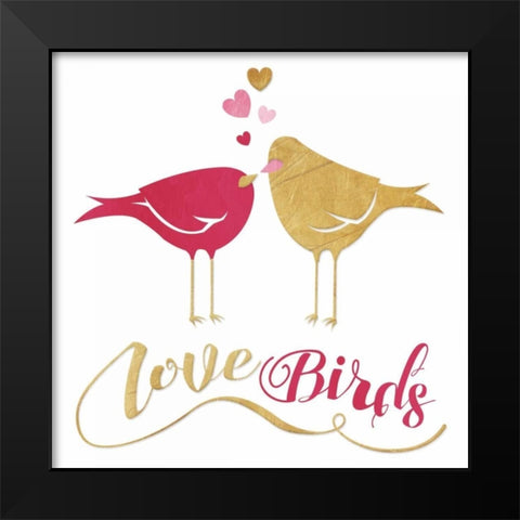 Love Birds Black Modern Wood Framed Art Print by Grey, Jace