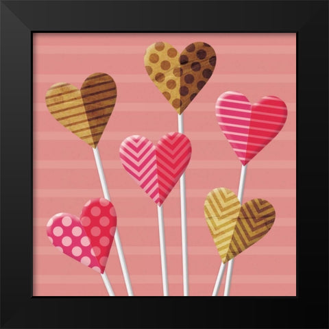 Heart Pops Black Modern Wood Framed Art Print by Grey, Jace