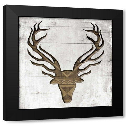 White Wood Deer Black Modern Wood Framed Art Print with Double Matting by Grey, Jace