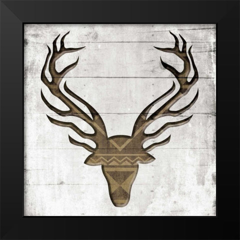 White Wood Deer Black Modern Wood Framed Art Print by Grey, Jace