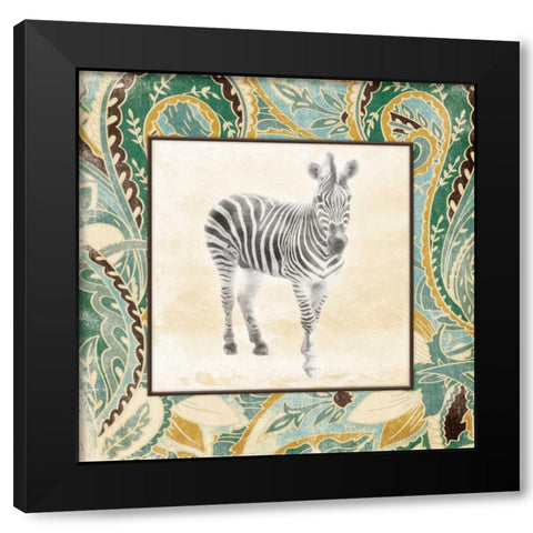 Floral Sea Zebra Black Modern Wood Framed Art Print with Double Matting by Grey, Jace
