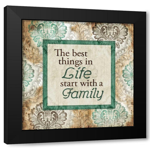 Start With A Family Black Modern Wood Framed Art Print by Grey, Jace