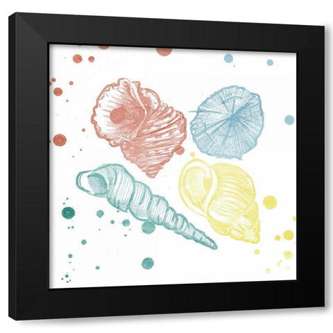 Soft Color Splatter Shells Mate Black Modern Wood Framed Art Print with Double Matting by Grey, Jace