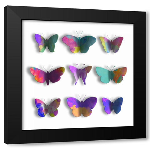 Watercolor Butterfly Pop Mate Black Modern Wood Framed Art Print with Double Matting by Grey, Jace