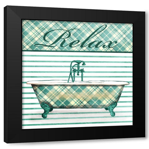 Relaxed Plaid Bath Black Modern Wood Framed Art Print by Grey, Jace