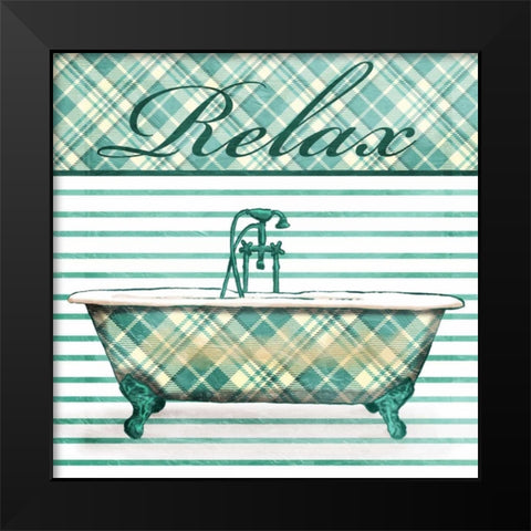 Relaxed Plaid Bath Black Modern Wood Framed Art Print by Grey, Jace