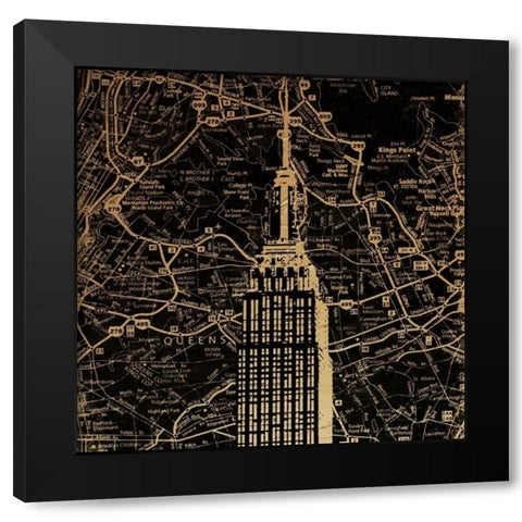 Empire Map Black Modern Wood Framed Art Print by Grey, Jace