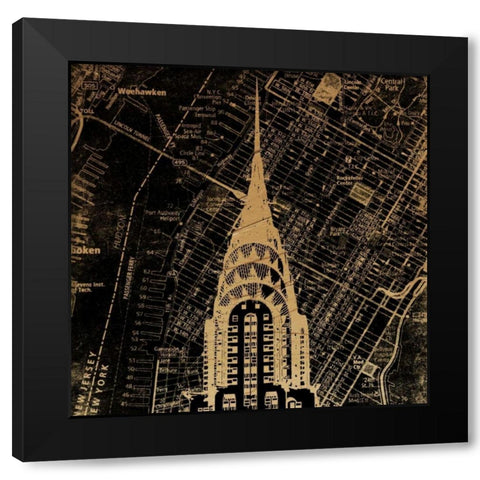Chrysler Map Black Modern Wood Framed Art Print by Grey, Jace