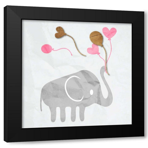 Elephant Balloon Black Modern Wood Framed Art Print by Grey, Jace
