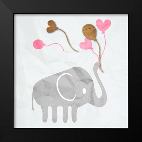 Elephant Balloon Black Modern Wood Framed Art Print by Grey, Jace