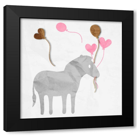 Zebra Balloon Black Modern Wood Framed Art Print by Grey, Jace
