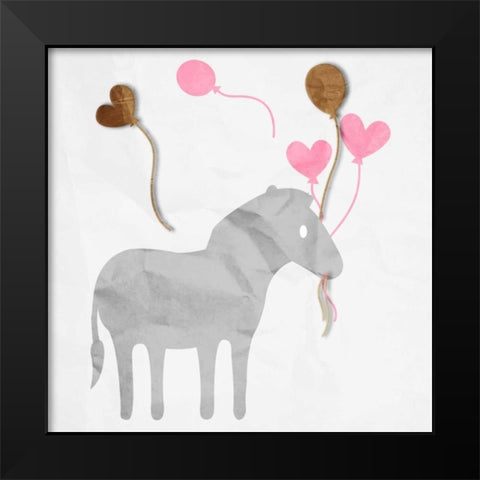 Zebra Balloon Black Modern Wood Framed Art Print by Grey, Jace